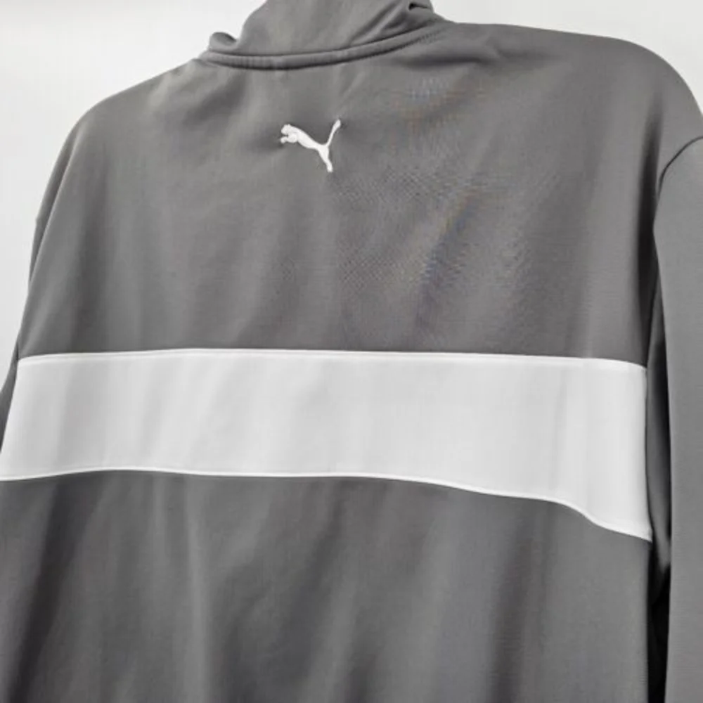 Puma Mens Medium Zip Up Track Jacket (Lot Of 2) Gray Logo Pockets 100% Polyester